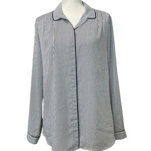 Banana Republic Striped Navy and White Blouse